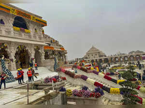 Ayodhya: Ram Mandir being decorated with flowers on the eve of its consecration ...