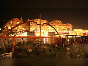 Ayodhya: Illuminated premises of the Ram Mandir after its consecration ceremony,...