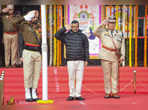 New Delhi: Delhi Chief Minister Arvind Kejriwal during the Republic Day function...