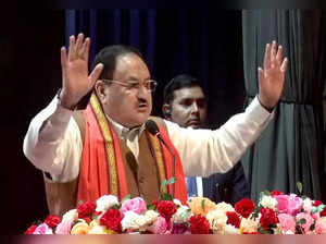 **EDS: VIDEO GRAB VIA @JPNadda** Kolkata: BJP National President JP Nadda addres...
