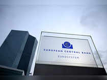 A sign of  European Central Bank stands in front of the bank's headquarters in Frankfurt, Germany