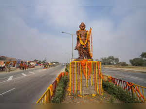 Ayodhya: An idol of Lord Ram installed at Lucknow-Ayodhya road, ahead of the Ram...