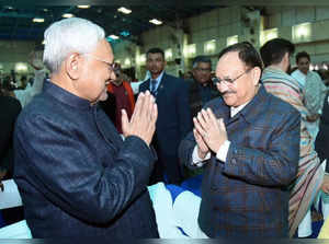 Patna: BJP National President JP Nadda and JD(U) leader and former Bihar CM Niti...