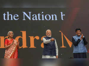 New Delhi: Prime Minister Narendra Modi with Union Ministers Nirmala Sitharaman ...