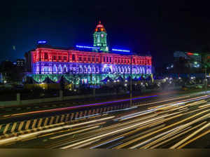 Chennai: The Ripon Building is illuminated in the Indian tricolour on the eve of...