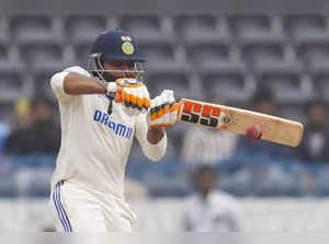 Hyderabad: India's Ravindra Jadeja plays a shot during the third day of first te...