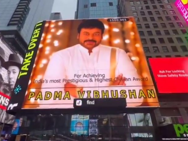 ?Chiranjeevi's picture displayed at New York's Times Square?.