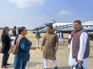 Ranchi: MLAs of the JMM-led alliance in Jharkhand board a flight for Hyderabd, i...
