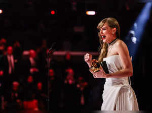 Taylor Swift accepts the Album Of The Year award for "Midnights" during the 66th GRAMMY Awards on February 04, 2024 in Los Angeles, California.