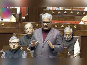 New Delhi, Dec 21 (ANI): Union Minister Bhupendra Yadav speaks in the Rajya Sabh...