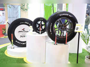 JK Tyre products on display at the Bharat Mobility Global Show