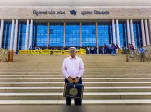 Gandhinagar: Gujarat Finance Minister Kanu Desai prior to presenting the state b...
