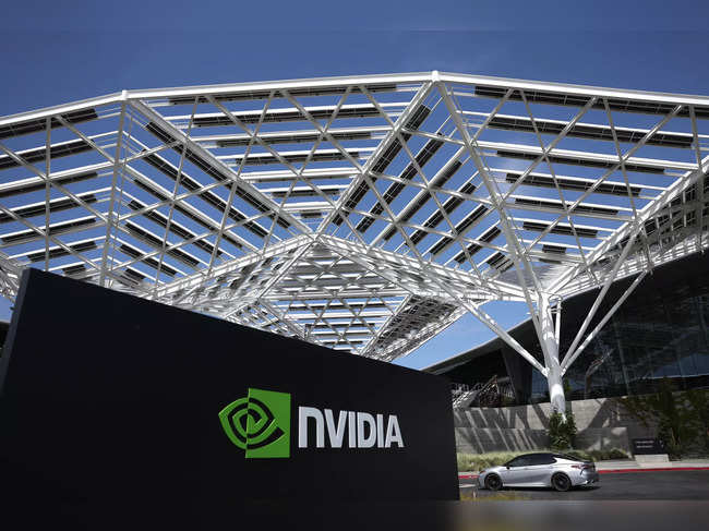 An exterior view of the NVIDIA headquarters on May 30, 2023 in Santa Clara, California.