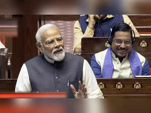 **EDS: VIDEO GRAB VIA SANSAD TV** New Delhi: Prime Minister Narendra Modi speaks...