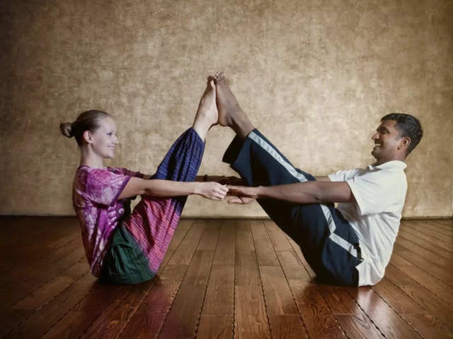 Double downward dog - Couples Yoga: 5 Yoga poses to strengthen your bond  with your partner
