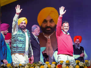 Ludhiana: Punjab Chief Minister Bhagwant Mann and Delhi Chief Minister and AAP C...