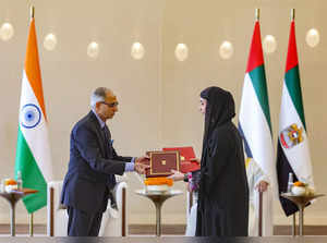 **EDS: IMAGE VIA PMO** Abu Dhabi: Foreign Secretary Vinay Kwatra and UAE Ministe...