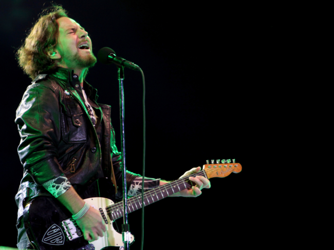 Pearl Jam's lead vocalist Eddie Vedder performs in concert in Sao Paulo, Brazil.