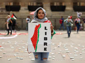 Demonstration demanding an immediate ceasefire in Gaza, in Bogota,
