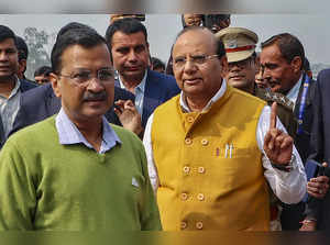 New Delhi: Delhi Lt Governor VK Saxena and Chief Minister Arvind Kejriwal during...