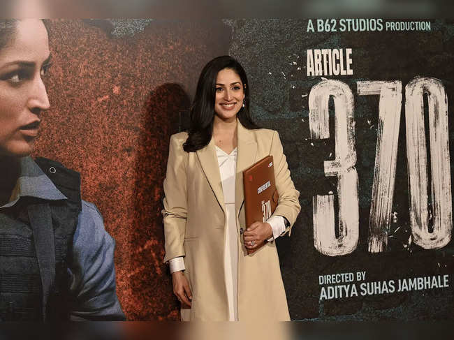 Bollywood actress Yami Gautam attends the trailer launch of her Hindi-language film 'Article 370' in Mumbai on February 8, 2024.