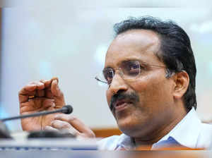 Sriharikota: ISRO Chairman S Somanath addresses a press conference after the suc...