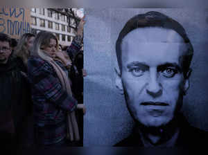 People demonstrate following the death of Russian opposition leader Alexei Navalny, in Warsaw
