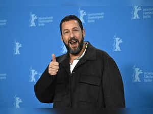 US actor Adam Sandler poses during a photo call for the film 'Spaceman' presented in the Berlinale Special Gala at the 74th Berlinale, Europe's first major film festival of the year, in Berlin on February 21, 2024.