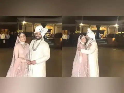 Their first look after wedding