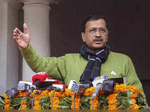 New Delhi: Delhi Chief Minister Arvind Kejriwal addresses the media during the B...