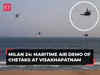 Dance of Chetaks at Visakhapatnam: Maritime Air Demo of helicopters during Intl City Parade of MILAN 24