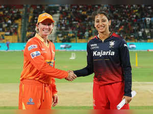 Bengaluru, Feb 27 (ANI): Skippers Beth Mooney and Smriti Mandhana during the tos...