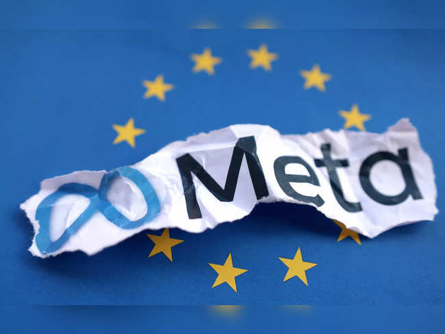 Illustration shows EU flag and Meta logo