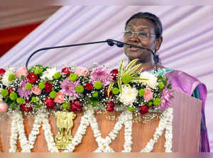 Rairangpur, Feb 28 (ANI): President Droupadi Murmu addresses the virtuall  found...