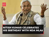 Bihar CM Nitish Kumar celebrates his birthday with NDA MLAs, watch!