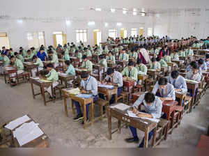 Agartala: Students appear in the 12th class examination of the TBSE (Tripura Boa...