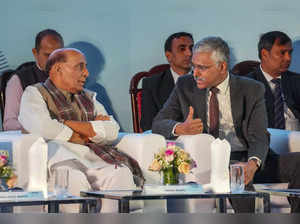 Union Defence Minister Rajnath Singh with Defence Secretary Giridhar ...