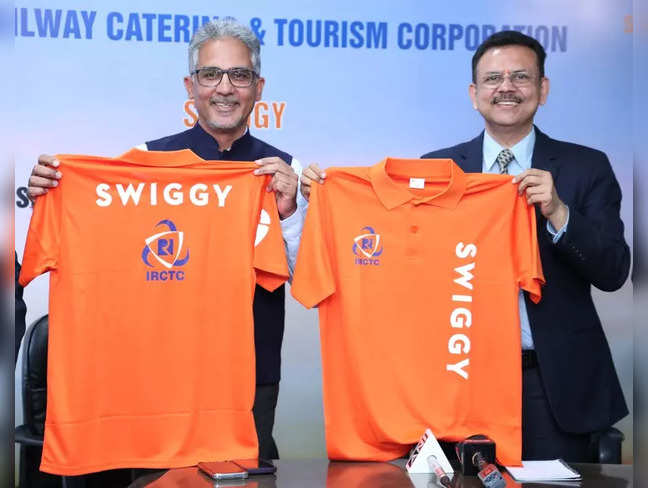 Sanjay Kumar Jain, chairman and managing director, IRCTC and Rohit Kapoor, CEO, Swiggy Food Marketplace.