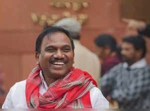 New Delhi: DMK MP A. Raja on the first day of the Budget session of Parliament, ...