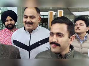 Chandigarh, March 05 (ANI): Himachal Minister Vikramaditya Singh leaves from Cha...