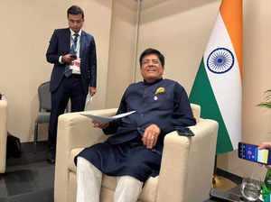 India's Minister of Commerce Piyush Goyal prepares to brief journalists at a WTO meeting in Abu Dhabi
