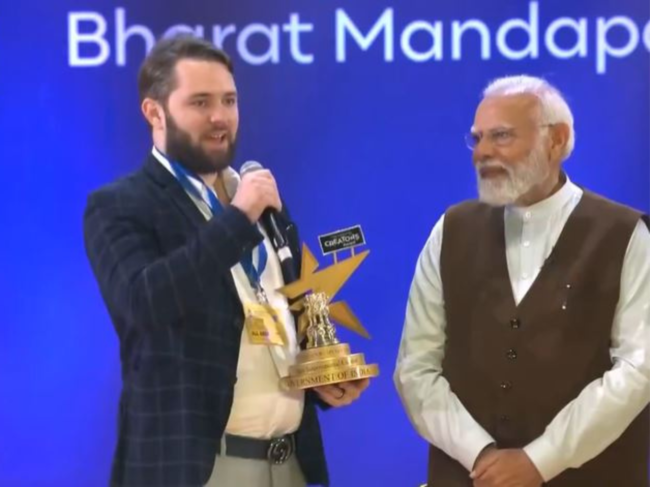 ​Drew Hicks received National Creators Award from PM Modi.​