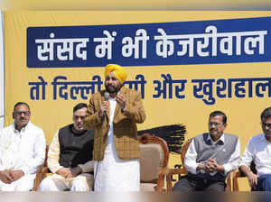 New Delhi: Punjab Chief Minister Bhagwant Mann addresses during a press conferen...