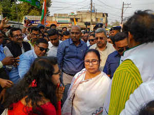 Bankura: West Bengal Chief Minister Mamata Banerjee on her arrival in Bankura. (...
