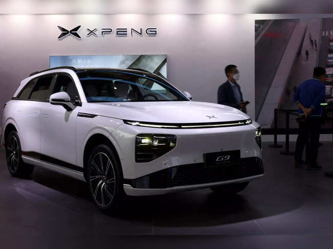 FILE PHOTO: Xpeng's electric vehicle (EV) G9 is seen displayed at the Xpeng booth