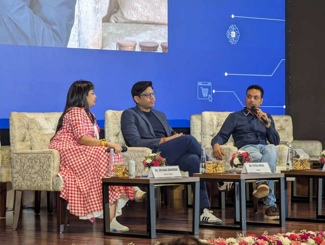 Peyush Bansal with BlueStone founder Gaurav Singh Kushwaha and Rukam Capital's Archana Jahagirdar.