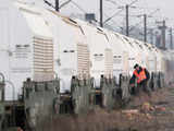 The train convoy of CASTOR containers, which carry radioactive nuclear waste in France