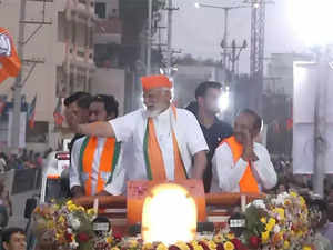 PM Modi holds roadshow in Telangana's Malkajgiri