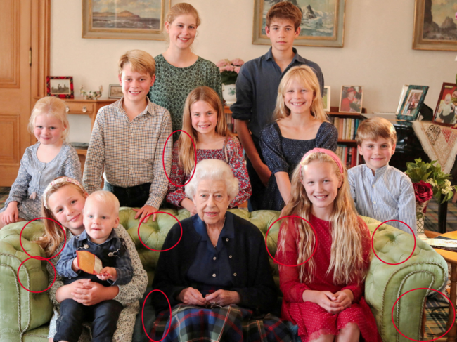 ​The doctored family portrait of Britain's late Queen Elizabeth II with some of her grandchildren and great-grandchildren. ​