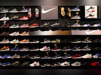 Nike shoes seen displayed at a sporting goods store in New York